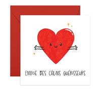 Central 23 Carte Bon Rétablissement - Pensées Affectueuses - Soutien pour Amis, Famille, Collègues & Voisins - Design with Cœur pour Lui & Elle - Inclus Autocollants Amusants