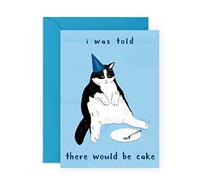 Central 23 Cat Birthday Card Funny - 'I Was Told There Would Be Cake' - Cheeky Birthday Cards for Mum Dad Sister - Friends Birthday Card for Her Him - Comes with Fun Stickers - 4.7 x 6.7