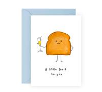 Central 23 Congratulations Card - A Little Toast To You - Cute Funny Bread Champagne Pun - Celebration Card For Graduation New Job Wedding Anniversary Promotion - Comes With Stickers