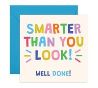 Central 23 Congratulations Card - Smarter Than You Look - For Workmate Colleague Friend - Exam Results Graduation Promotion - Colourful Typography - Comes with Stickers