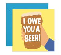 Central 23 Congratulations - 'I Owe You A Beer' - Beer Glass Design - For Friends Brother Dad Uncle Husband Men - All Occasion Bday Wedding Celebration - Comes with Stickers