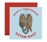 Central 23 - Cute 1st Anniversary Card for Her - 'Happy 1st Anniversary' - 1st Wedding Anniversary Card - Gift for Husband, Him, Wife - Greetings for Couple - Comes with Fun Stickers