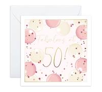 Central 23 - Cute 50th Birthday Card for Her - 'Fabulous at 50' - Elegant Birthday Card - Mum Birthday Card - Comes with Cute Stickers