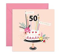 Central 23 - Cute 50th Birthday Card for Women - 'Happy 50th ' - Sweet Greeting Card for Her - Fun Birthday for Him - Comes with Cute Stickers