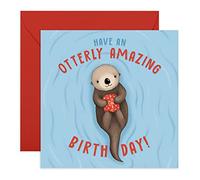 Central 23 - Cute Birthday Card - 'Have An Otterly Amazing Birthday' - Sweet Design for Him Or Her - Comes With Fun Stickers
