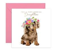 Central 23 - Cute Birthday Cards for Daughter - 'For A Very Special Daughter' - Sweet Daughter Birthday Cards - Fun Birthday Cards for Women - Dog Birthday Card - Comes with Fun Stickers