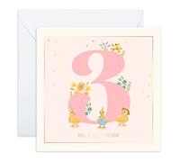 Central 23 - Cute Birthday Cards for Kids - 3rd Birthday Card - '3' - Pretty Design for Her - Ideal Greetings for Him - 3rd Gifts for Girls - Comes with Cute Stickers