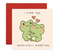 Central 23 Cute Frog Love Card for Girlfriend Boyfriend Wife Husband - I Find You Absolutely Ribbiting - Comes with Stickers - Red Envelope - Kawaii Animal Anniversary Valentine