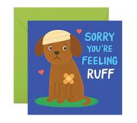 Central 23 Cute Get Well Soon Card - 'Sorry You're Feeling Ruff' Dog With Bandages - Feel Better Soon Post Operation Speedy Recovery - For Friends Family Colleague - Comes with Stickers