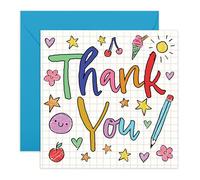 Central 23 Cute Thank You Card - Colourful Doodles And Sketches Design - Appreciation Card - Gift For Teachers Friends Family Or Colleagues - Comes With Stickers