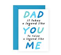 Central 23 Dad Birthday Card - 'It Takes A Legend Like You To Raise A Legend Like Me' - Bold Blue Typography - For Father Daddy Pops Papa - Comes With Stickers