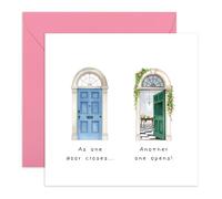 Central 23 Farewell Card - 'As One Door Closes Another One Opens' - Goodbye Resignation Leaving Card for Coworker Friend Woman Man - Good Luck Wishing You Well - Comes with Stickers