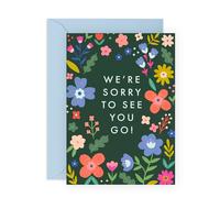 Central 23 Farewell Card - 'Sorry To See You Go' - Resignation Goodbye Best of Luck Card for Coworker Boss Friend Woman Man - Vibrant Dark Floral Design - Comes with Stickers