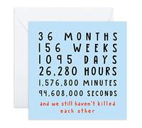 Central 23 - Funny 3rd Anniversary Cards for Her - '3 Years And We Haven't K*lled Each Other' - Funny Anniversary Cards for Couples - Third Anniv - Ideal Gifts for Him