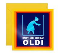 Central 23 - Funny 50th Birthday Card for Women - 'Happy 50th Birthday Oldi' - Hilarious Gift for Her Fiftieth - Wife Mum Auntie Age 50 - Comes with Fun Stickers
