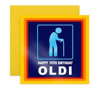 Central 23 - Funny 70th Birthday Card for Men - 'Happy 70th Birthday Oldi' - Hilarious Gift for Dad Age Seventy 70 - Old Age Jokes for Grandpa - Comes with Fun Stickers
