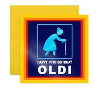 Central 23 - Funny 70th Birthday Card for Women - 'Happy 70th Birthday Oldi' - Hilarious Gift for Age Seventy 70 - Mum Grandma Nana - Seventieth - Comes with Fun Stickers