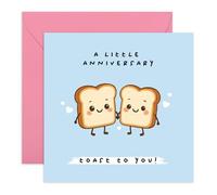 Central 23 Funny Anniversary Card - 'Toast to You' Kawaii Bread Characters - For Girlfriend Boyfriend Husband Wife - Cute Food Pun for Couple - Pink Envelope - Comes with Fun Stickers
