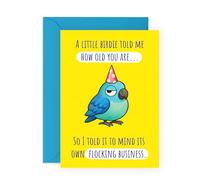 Central 23 Funny Birthday Card - 'A Little Birdie Told Me How Old You Are… Mind Its Own Flocking Business' - For Friend Sister Wife - Grumpy Bird - Comes with Stickers & Blue Envelope