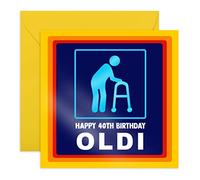 Central 23 - Funny Birthday Card for Age 40 - 'Happy 40th Birthday Oldi' - Gift For His Her Fortieth - Aging Jokes for Husband - Friends in their Forties - Comes with Fun Stickers