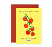Central 23 Funny Birthday Card For Women - You're Growing Older But Still Looking VINE - Plant Puns Tomato - Happy Birthday Cards Mum Dad Grandma Grandpa - Gifts For Her - Comes With Fun Stickers