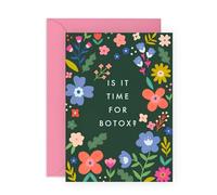 Central 23 Funny Birthday Card - 'Is It Time For Botox?' - For Women Friend Sister Wife - Colourful Floral Border On Dark Green - Lighthearted Aging Joke - Pink Envelope - Comes with Stickers