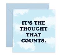 Central 23 Funny Birthday Card - 'It’s The Thought That Counts' - Witty Sarcastic Humour - For Men Women Friends Coworkers - Cloud Sky Blue Design - Comes With Stickers