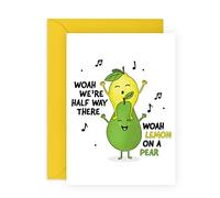 Central 23 Funny Birthday Cards for Men Women Him Her - 'Lemon on a Pear' - Funny Greeting Card for Mom and Dad Male Female - Happy Birthday Cards - Comes With Fun Stickers