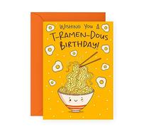 Central 23 Funny Birthday Cards For Men Women - Wishing You A T-RAMEN-DOUS Birthday - Noodles - Asian Food Puns - Cute Greeting Cards For Daughter Grandson Girlfriends - Comes With Fun Stickers