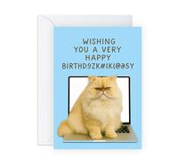 Central 23 Funny Cat Birthday Card - Glitch Computer Message With Angry Cat - Humour Tech Joke For Men Women Friends Coworkers - Fur Baby Parents Pet Owner - Comes With Stickers