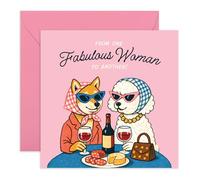 Central 23 Funny Friendship Card - 'From One Fabulous Woman To Another' Dogs Drinking Wine - For Women Girls Friends Bestie BFF Sister Girlfriend - Female Empowerment - Comes With Stickers