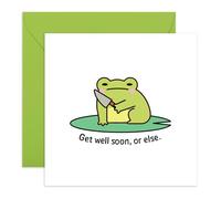 Central 23 Funny Get Well Soon Card - 'Get Well Soon Or Else' Frog With Knife - Feel Better Soon Post Operation Speedy Recovery - For Friends Family Colleague - Comes with Stickers