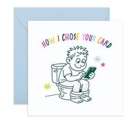 Central 23 Funny Wife Birthday Card - 'How I Chose Your Card' Toilet Humour Cartoon Man On Loo - Hilarious Joke Card For Friend Brother Dad Mum - Comes With Stickers
