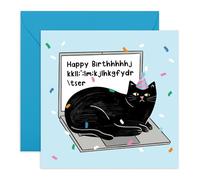 Central 23 Greeting Card For Him Her - Cat On Laptop - Men Women Birthday Card For Adults, Cat Lovers - Gifts From Friend Bff - Comes With Stickers