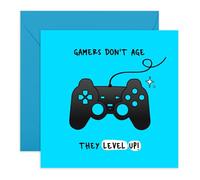 Central 23 Greeting Card - 'GAMER - DON’T AGE THEY LEVEL UP' - Perfect for Adding a Fun and Playful Touch to Birthday Celebrations - Ideal for Him, Her Friends Family Gamers - Comes With Stickers