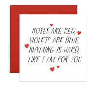 Central 23 Greeting Card - 'ROSES ARE RED HARD FOR YOU' - Perfect for Any Occasion with a Fun Twist on a Classic Poem and Playful Design - Ideal for Humor and Heartfelt Charm - Comes With Stickers