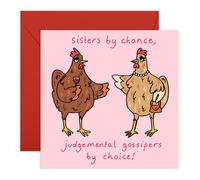 Central 23 Greeting Card - 'SISTERS BY CHANCE CHICKEN' - Perfect for Celebrating Sisterhood - Ideal for Sisters, Best Friends, BFF's or Anyone Who Loves Gossips and Humor - Comes with Stickers