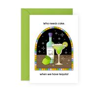 Central 23 Greeting Card - 'TEQUILA OVER CAKE' - Perfect for Celebrating with a Fun Tequila Twist and Humorous Design - Ideal for Tequila Lovers Friends, Family, Besties BFF's - Comes with Stickers