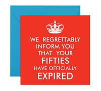 Central 23 Happy 50th Birthday Card - 'Fifties Have Expired' - Funny Birthday Cards for Women Men Age 50 - Dad Mum Husband Wife - Fifty Year Old - Comes With Fun Stickers