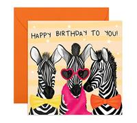 Central 23 Happy Birthday Card For Her Him - 'Party Zebra' Birthday Greeting Card For Sister Brother Mum Dad - Gifts For Women Men - Comes With Fun Stickers