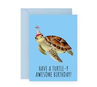 Central 23 Happy Birthday Card For Men Women - Turtle-y Awesome Birthday - Sweet Greeting Cards For Her Him - Gifts For Mum Dad Sister - Comes With Fun Stickers