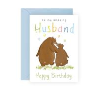 Central 23 Husband Birthday Card - To My Amazing Husband Bears - Greeting Cards For Partner - Birthday Card From Wife - Gifts For Him Male Men - Comes With Fun Stickers