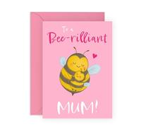 Central 23 Mum Birthday Card - Bee-rilliant Bee Pun Cute Design - Birthday Card For Mother Mummy Mam Women Female Parent - Adorable Quirky Animal Humour - Comes With Stickers