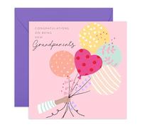 Central 23 New Grandparents Card - Sweet Congratulations Card For Nan Grandad - New Baby Girl Card - Pregnancy Baby Reveal - Balloons - Surprise Grandparent Gifts - Comes With Stickers