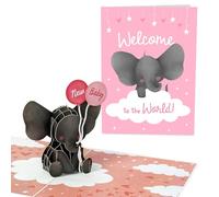 Central 23 Pop Up Cards Greeting Cards 3D - Welcome To The World - Baby Shower Pop-Up Card For Girls - Elephant Popup Cards For Her - Gifts For Granddaughter Niece Goddaughter - Comes With Stickers