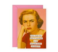 Central 23 Retro Birthday Card - 'Every Single Day There Is Something To Do And I’m Tired Of It' - Vintage Sarcastic Humour Design - For Women Friends Coworkers - Comes With Stickers