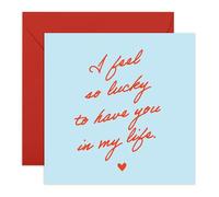 Central 23 Romantic Anniversary Card - Lucky To Have You In My Life - Handwritten Script Love - For Husband Wife Girlfriend Boyfriend Partner Couple - Wedding Or Valentines - Comes With Stickers