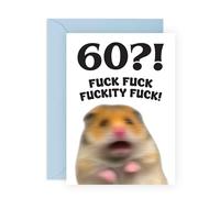 Central 23 Rude 60th Birthday Card - '60?! Fck Fck Fckity Fck' Shocked Hamster - For Friend Dad Uncle - Sixties 60 Year Old Humourous Milestone Celebration - Comes with Stickers