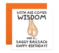 Central 23 Rude Birthday Cards for Men - 'With Age Comes Wisdom' - Funny Dad Birthday Card - Husband Boyfriend - 40th 50th 60th - Gift for Grandad - Comes With Stickers