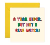 Central 23 Sarcastic Joke Birthday Card - 'A Year Older But Not A Clue Wiser' - Rude Greeting Cards for Son Daughter Brother Sister - Gifts For Friends Men Women - Comes With Stickers